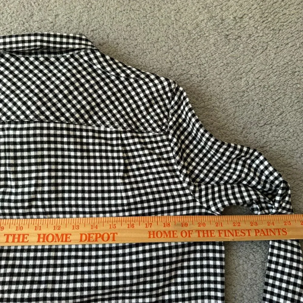 NEW J. Crew Shirt Mens‎ Small Black White Check Gingham Flannel Popover Zip Top